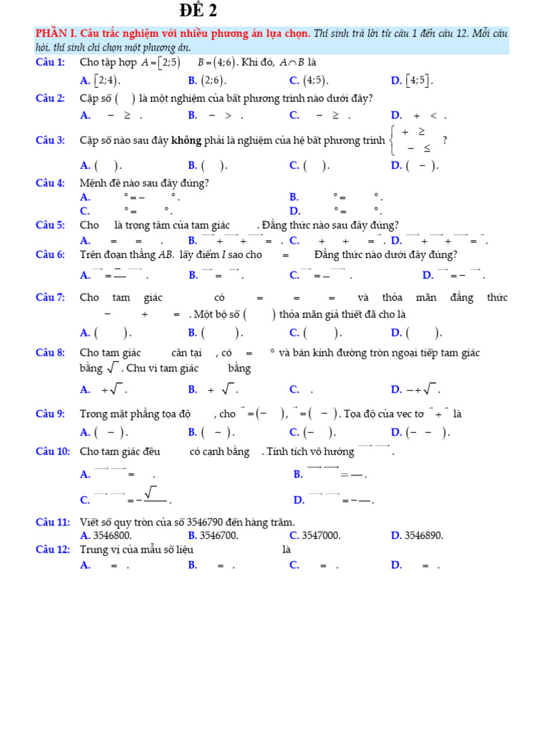 De 02 On Cuoi Ki 1 Toan 10 Form 2025 | PDF