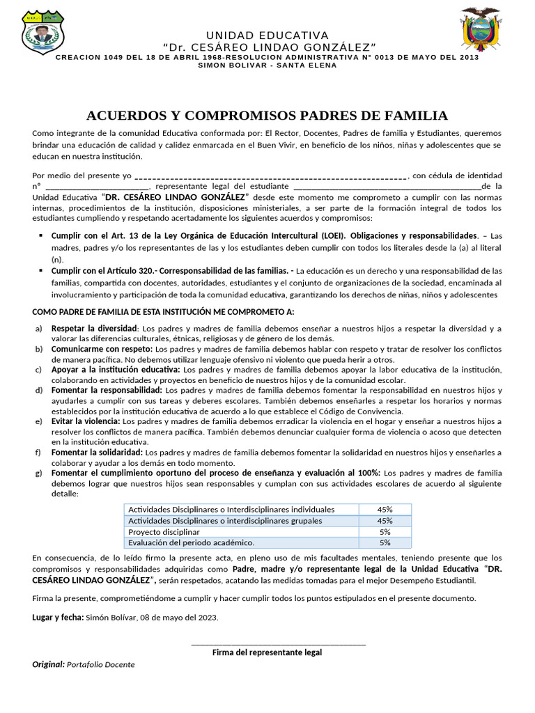 Compromisos de Padres en la Educación | PDF | Escuelas | Violencia