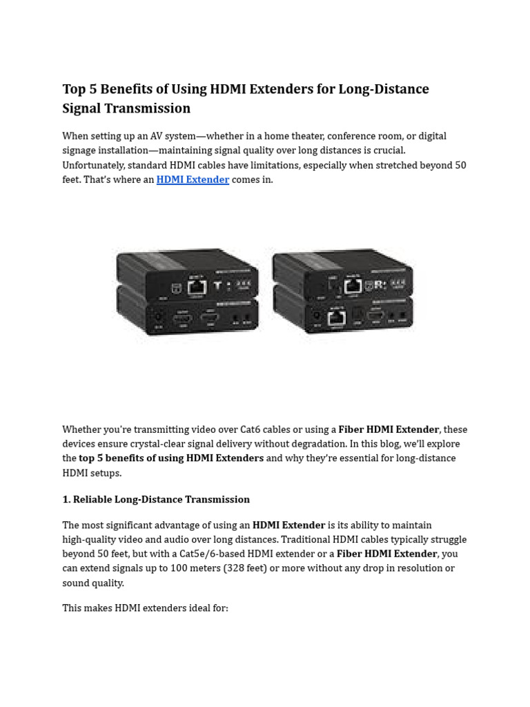 Top 5 Benefits of Using HDMI Extenders For Long-Distance Signal ...