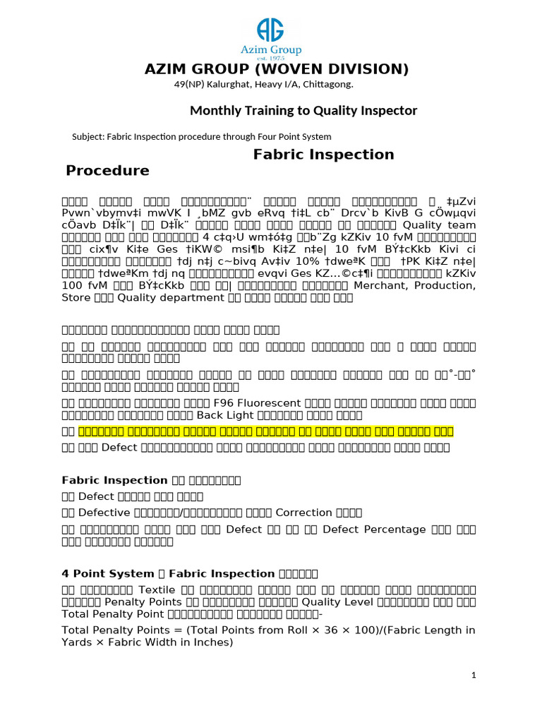 Fabric Inspection | PDF