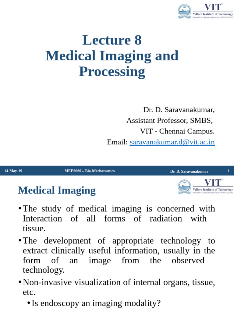 Lecture 8 - Medical Imaging and Processing | PDF | Medical Imaging ...