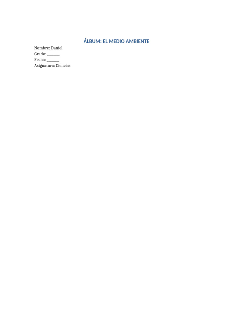 Álbum Escolar: Cuidado del Medio Ambiente | PDF | Entorno natural ...