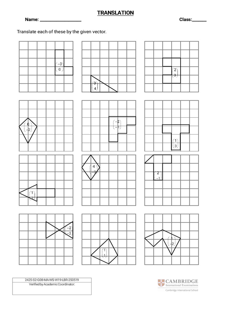 Vector Translation Worksheet | PDF