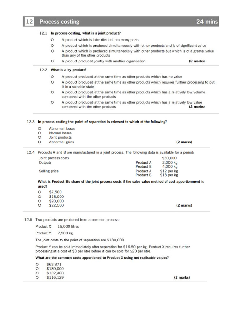 Ch 12 Process Costing 24 25 Pdf