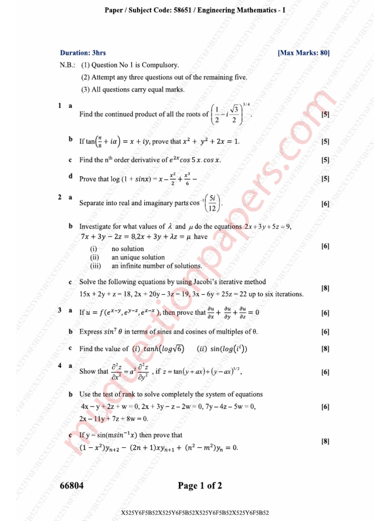 Be First Year Engineering Semester 1 2024 December Engineering ...