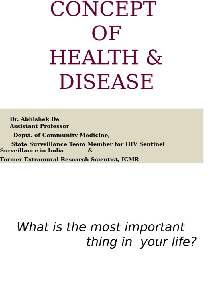 Concept of Health and Disease | PDF | Quality Of Life | Well Being