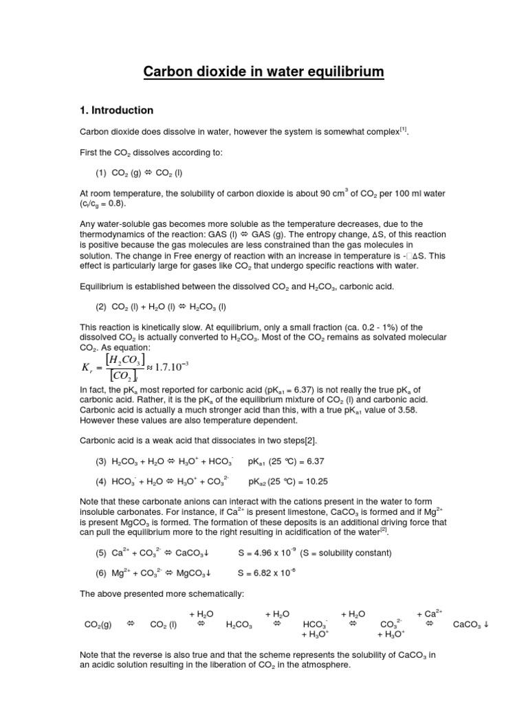 CO2 Solubility and Equilibrium in Water | PDF | Carbon Dioxide | Solubility