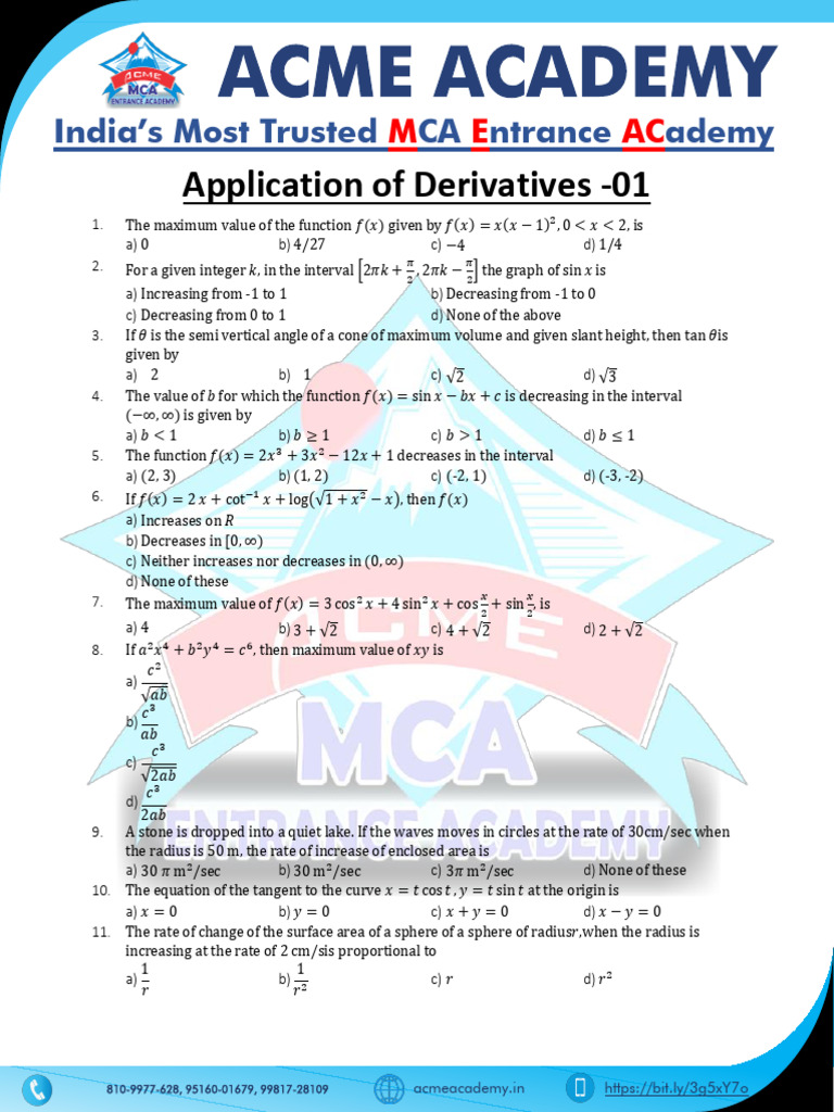 Application Of Derivatives 01 Pdf Sphere Differential Geometry