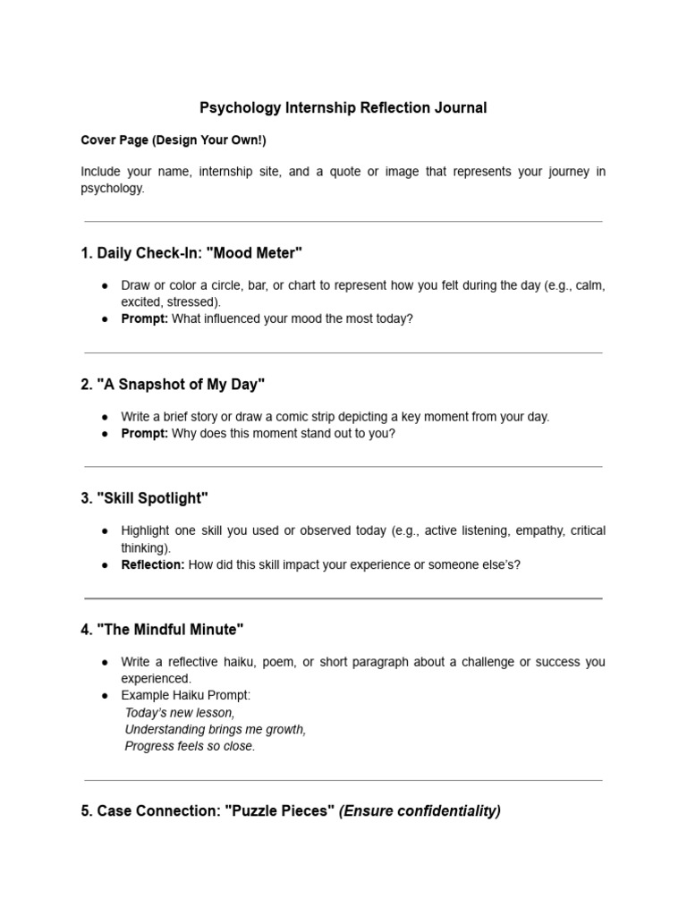 Psychology Internship Reflection Guide | PDF
