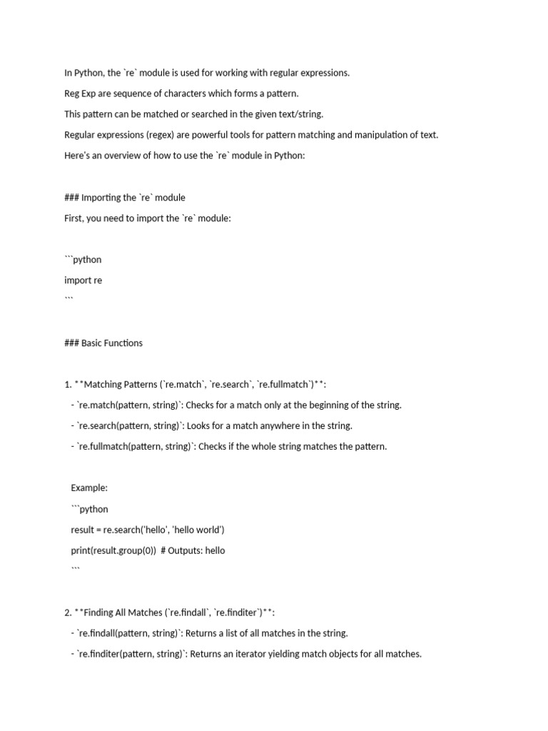 Python Regex: Using the re Module | PDF