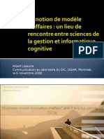 Modèles D'affaires Entre Gestion Et Cognition