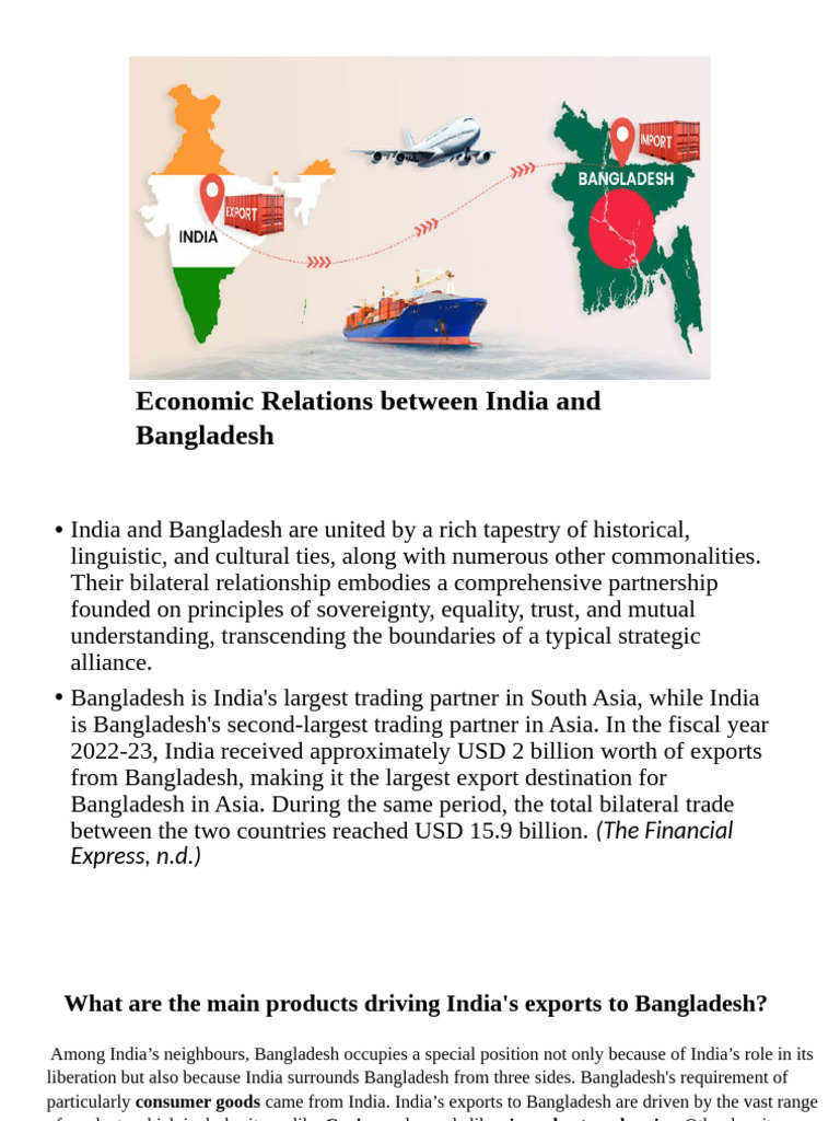 India-Bangladesh Economic Relations Overview | PDF | Bangladesh | Exports