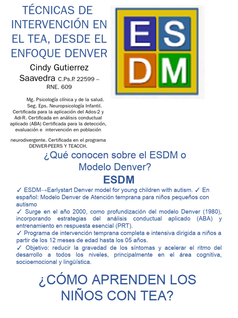 Intervención TEA: Enfoque Denver ESDM | PDF | Autismo | Enseñando
