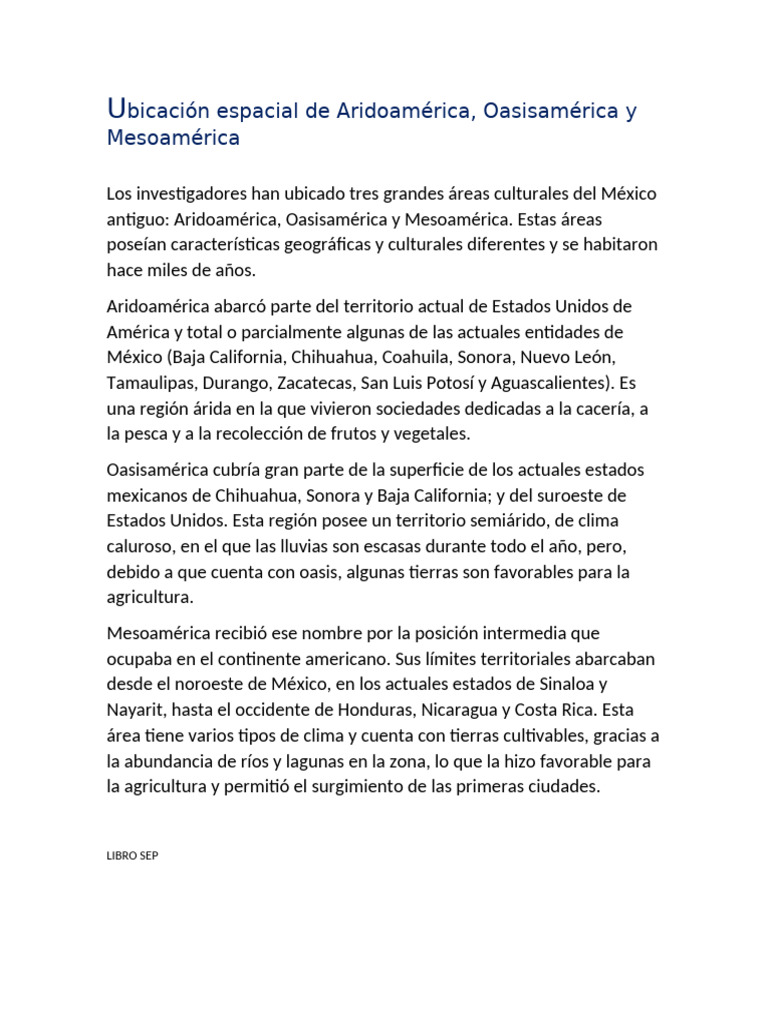 Ubicación de Aridoamérica y regiones vecinas | PDF