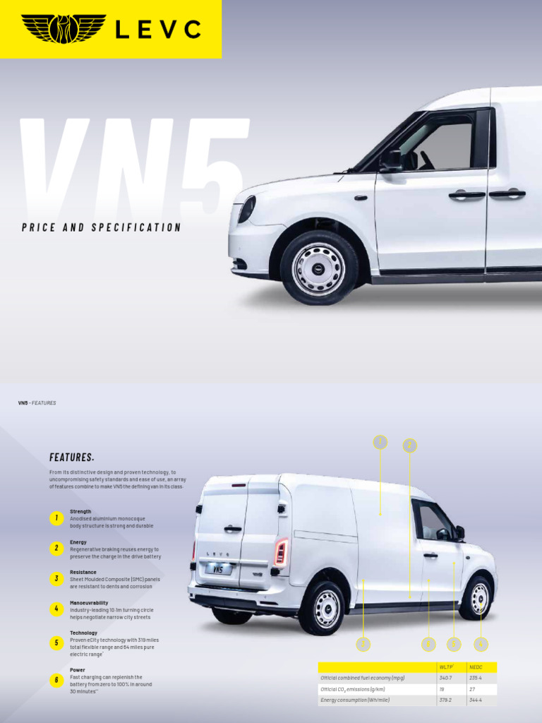 VN5 Electric Van Specifications & Features | PDF | Automotive Industry ...