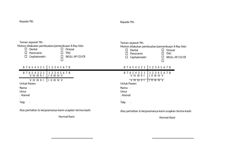 Surat Rujukan Rontgen Gigi | PDF