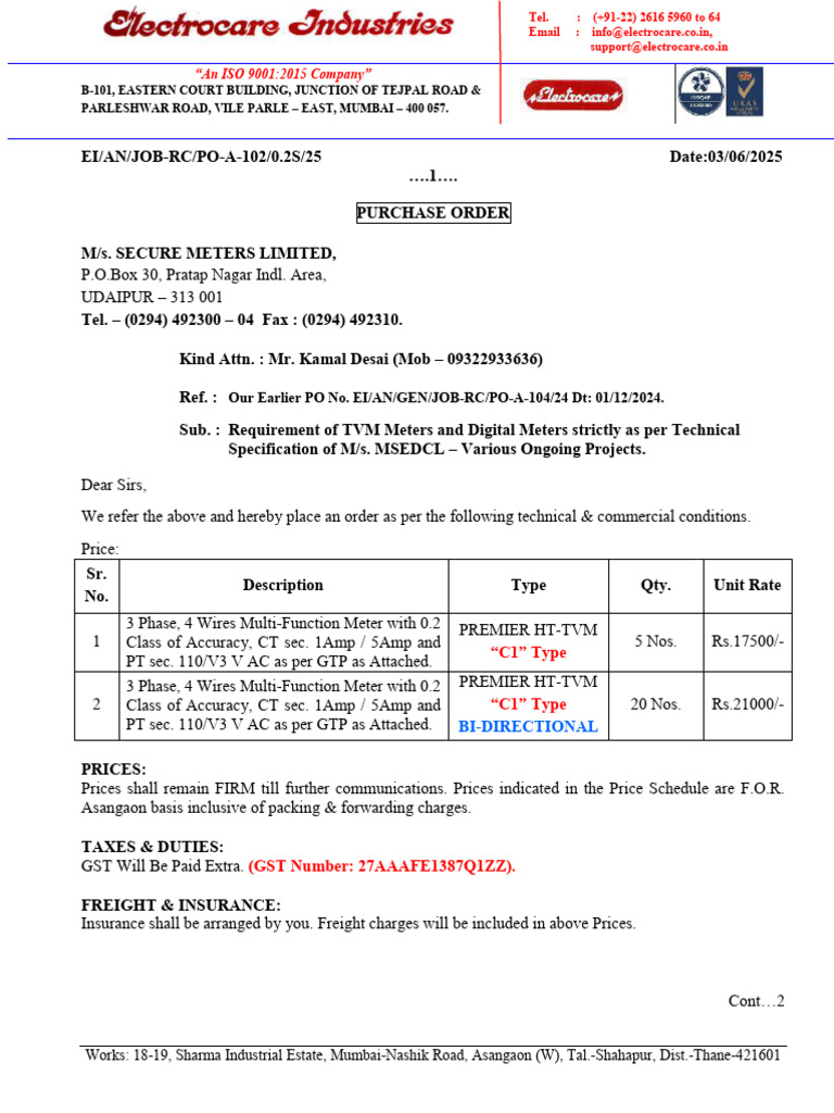 Job -Rc a-102 Secure Meter Po 02s Bi-dir | PDF | Arbitration | Procurement