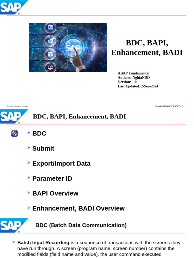 BAPI and BADI Overview in ABAP | PDF | Software Engineering | Computer ...