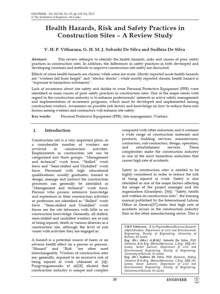 Construction Site Health Risks & Safety Practices | PDF | Occupational ...