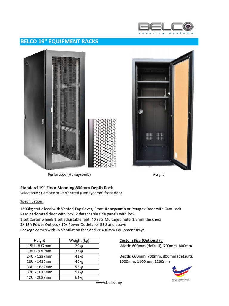 24U Indorack Equipment Specifications | PDF