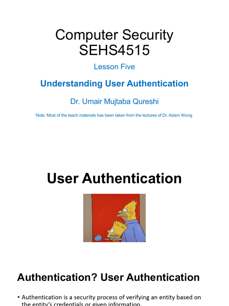 User Authentication in Computer Security | PDF | Password | Biometrics