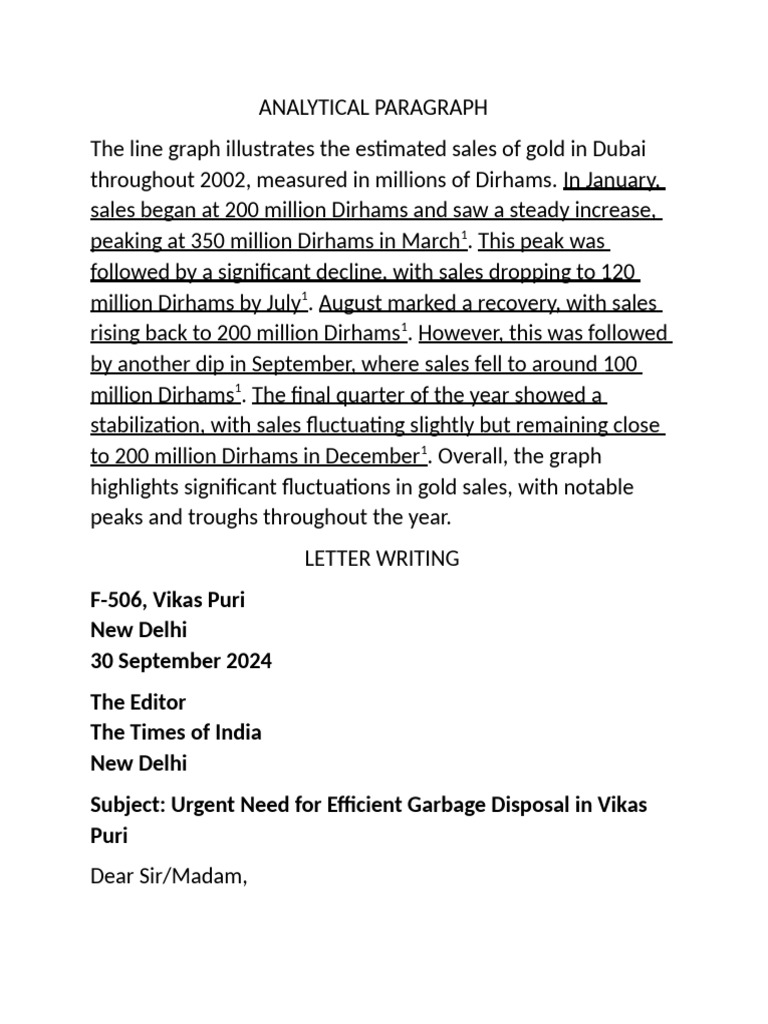 Analytical Paragraph and Letter Writing | PDF
