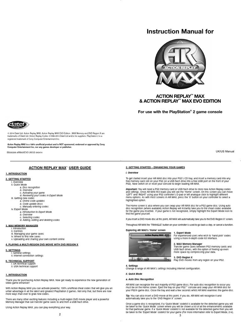 Action Replay MAX User Manual | PDF | Computer Keyboard | Usb Flash Drive
