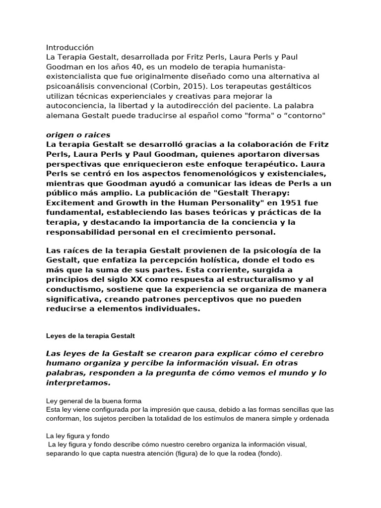 Gestalt | PDF | Terapia Gestalt | Las emociones