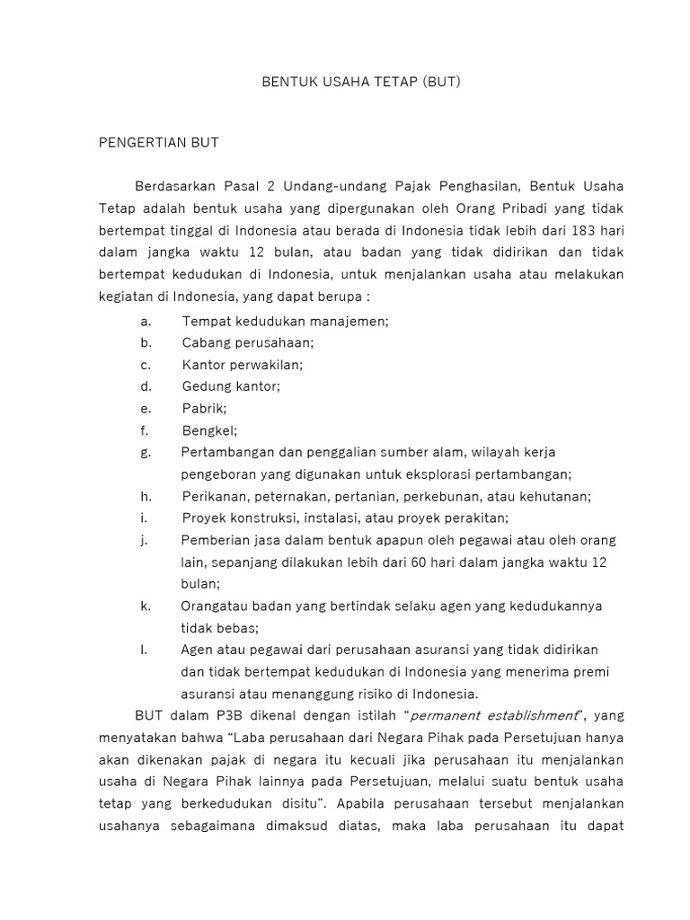 Pengertian dan Kriteria BUT di Indonesia | PDF