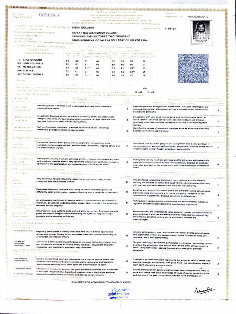 NIOHI Solanki Academic Performance Report | PDF
