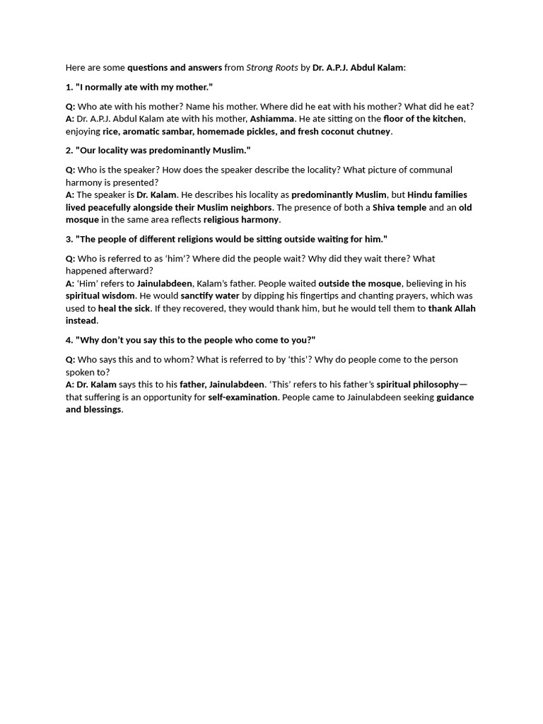 Here Are Some Questions and Answers From Strong Roots by DR | PDF