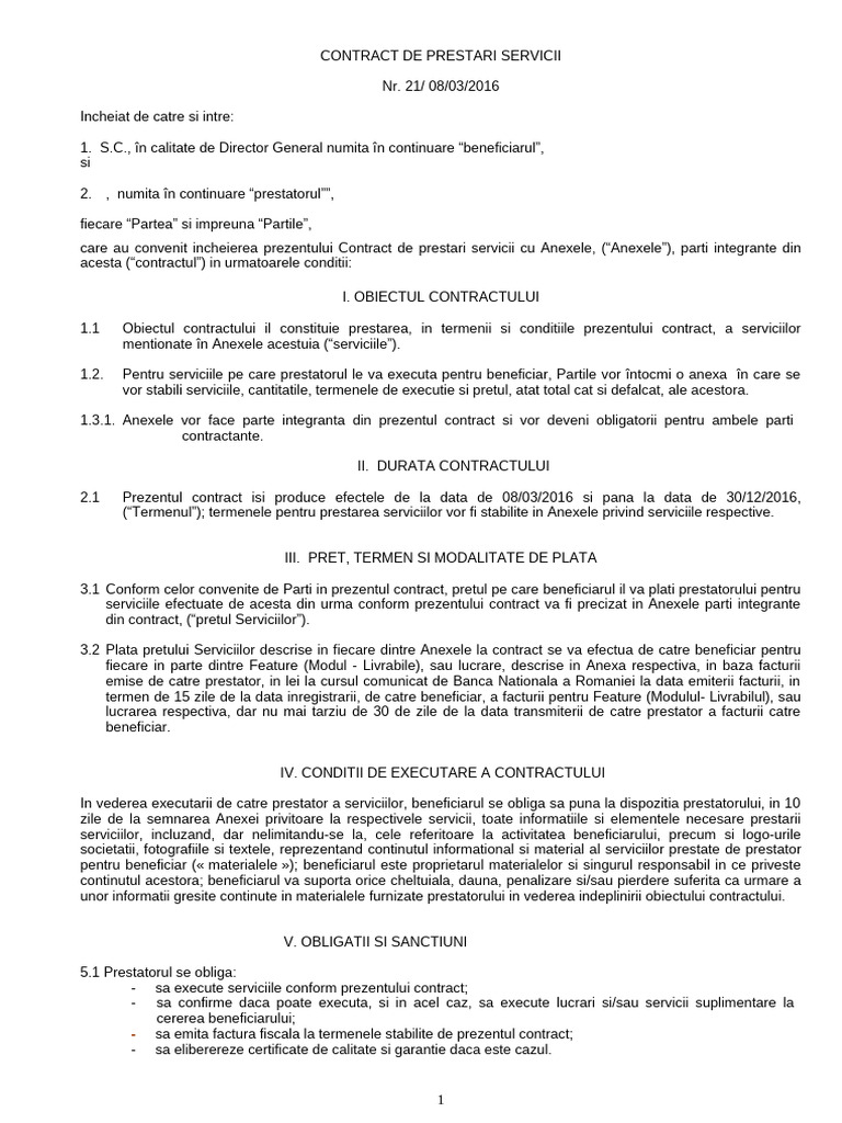 Co Prestari Servicii 2016 CADRU | PDF