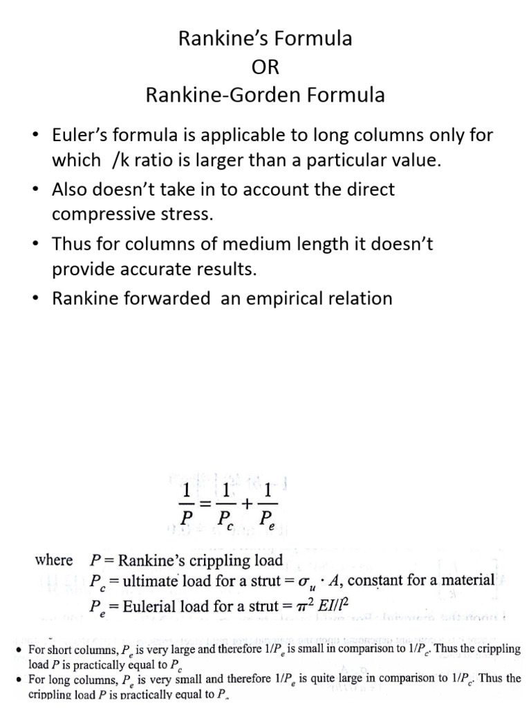 Columns - Rankine's Theory | PDF