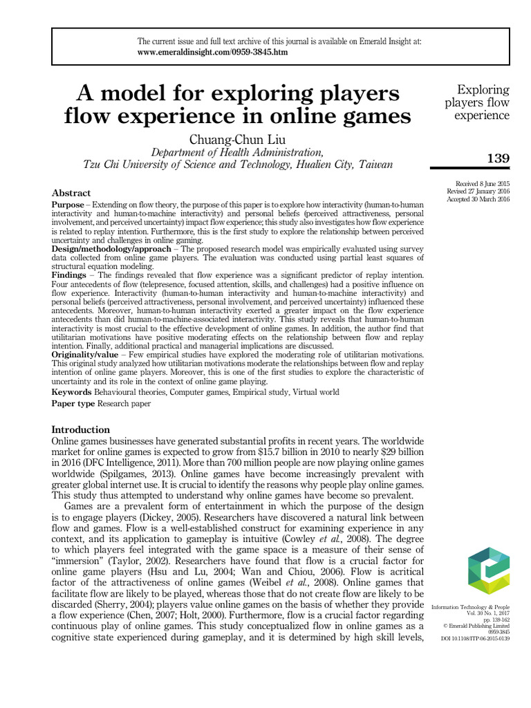 Flow Experience in Online Gaming | PDF | Structural Equation Modeling