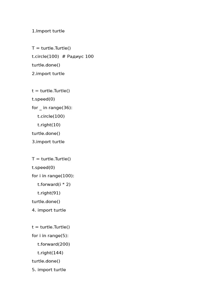 Turtle Graphics Drawing Examples | PDF