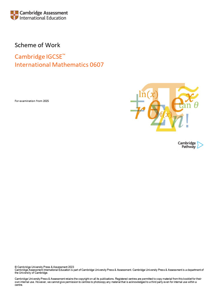 IGCSE 0607 Mathematics Scheme 2025 | PDF | Interest | Numbers