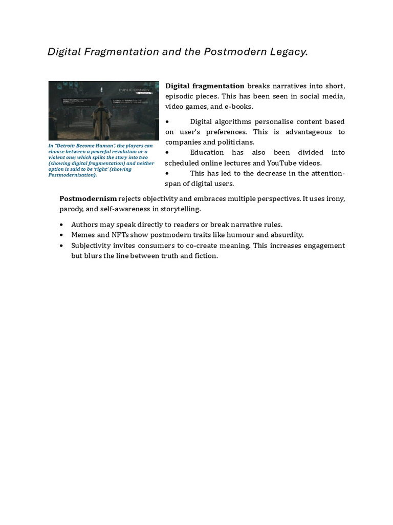 Digital Fragmentation and The Postmodern Legacy-2 | PDF