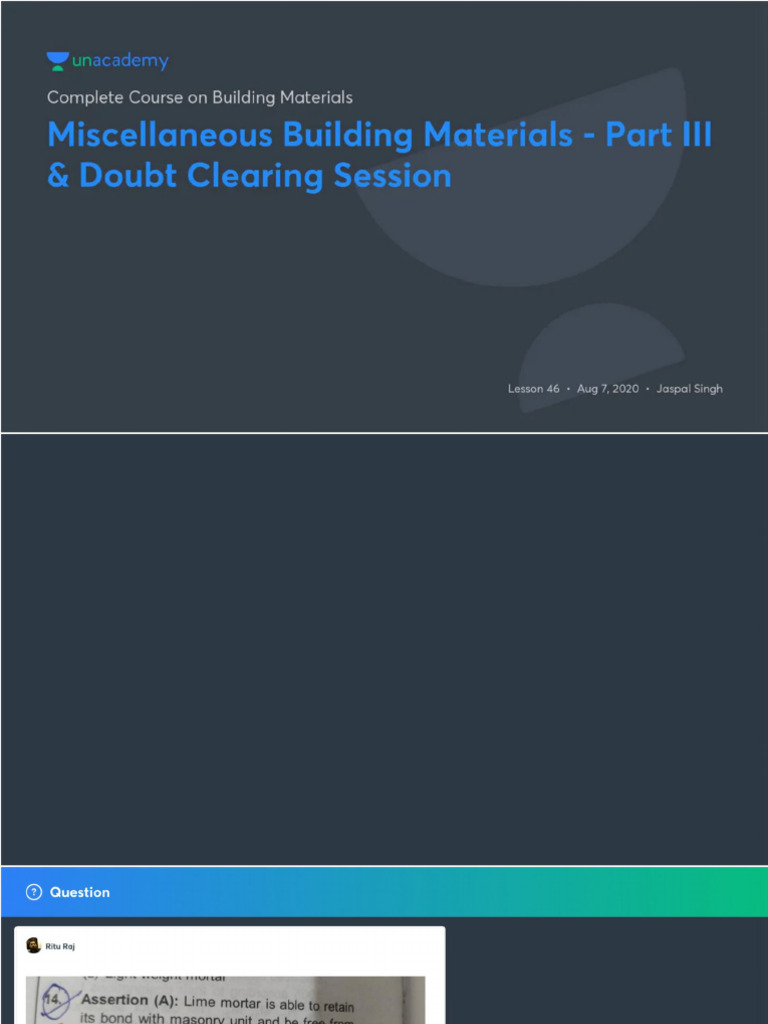 Miscellaneous Building Materials Part III Doubt Clearing Session With ...