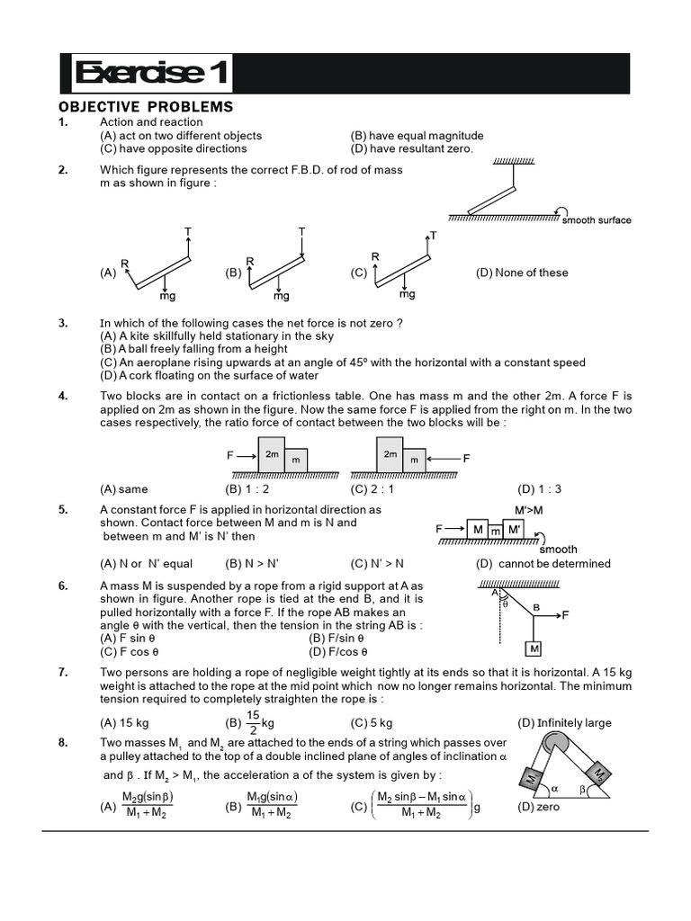 Tension and Acceleration in Ropes and Pulleys | PDF | Force | Tension ...