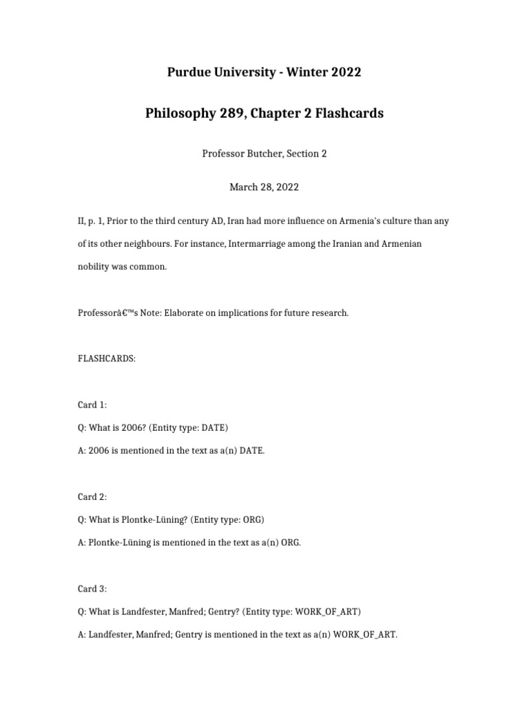 Philosophy 289 Chapter 2 Flashcards | PDF