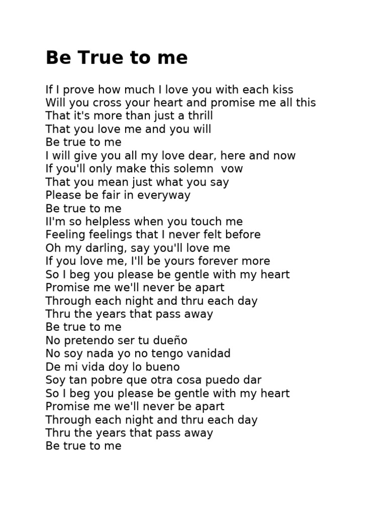Be True To Me | PDF