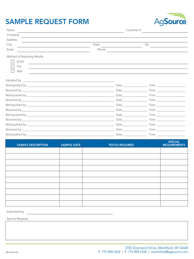 Sample Request Form for Testing | PDF