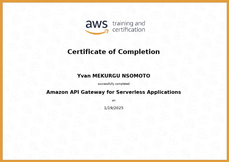 Amazon API Gateway Completion Certificate | PDF
