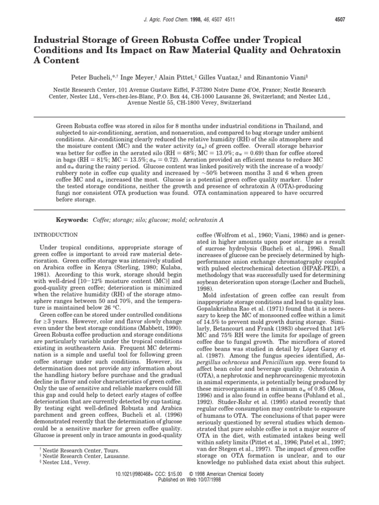 Green Robusta Coffee Storage Impact | PDF | Coffee | Colony Forming Unit