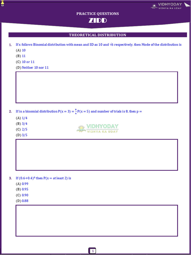 Practice Questions on Probability Distributions | PDF | Standard ...