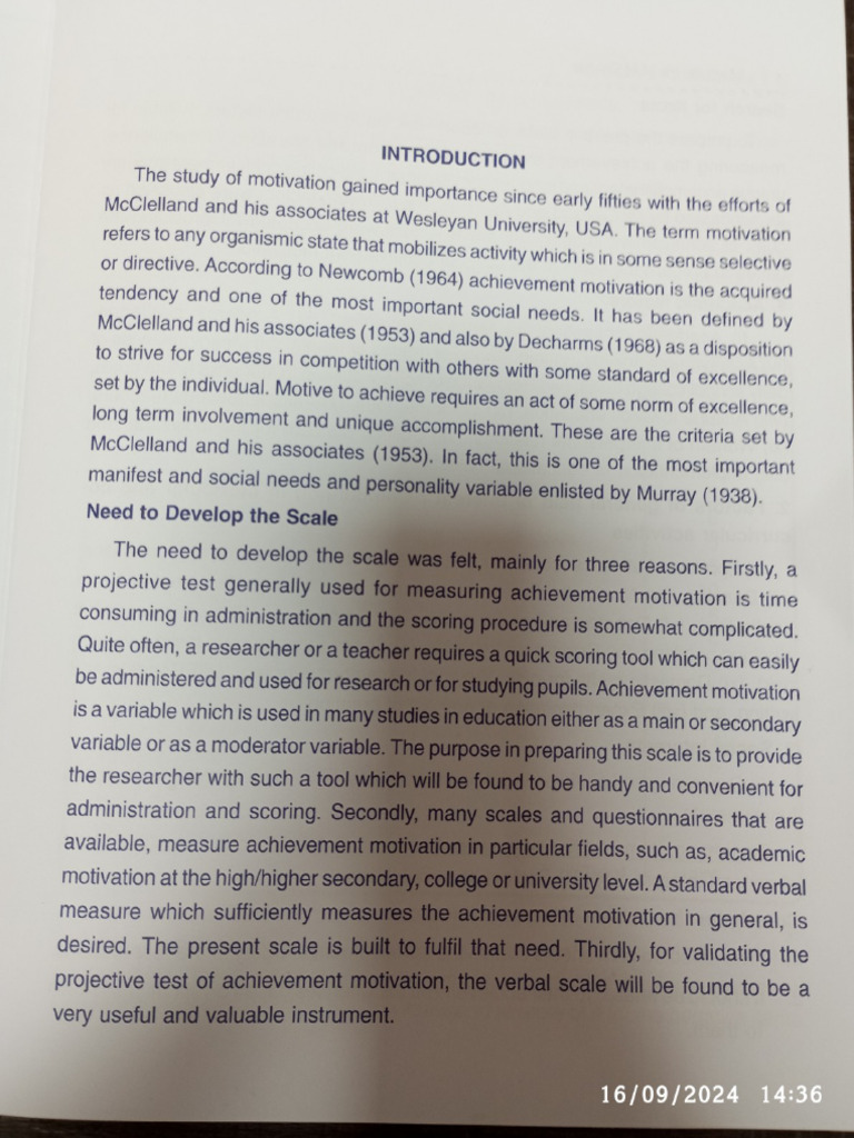 Achievement Motivation Scale | PDF
