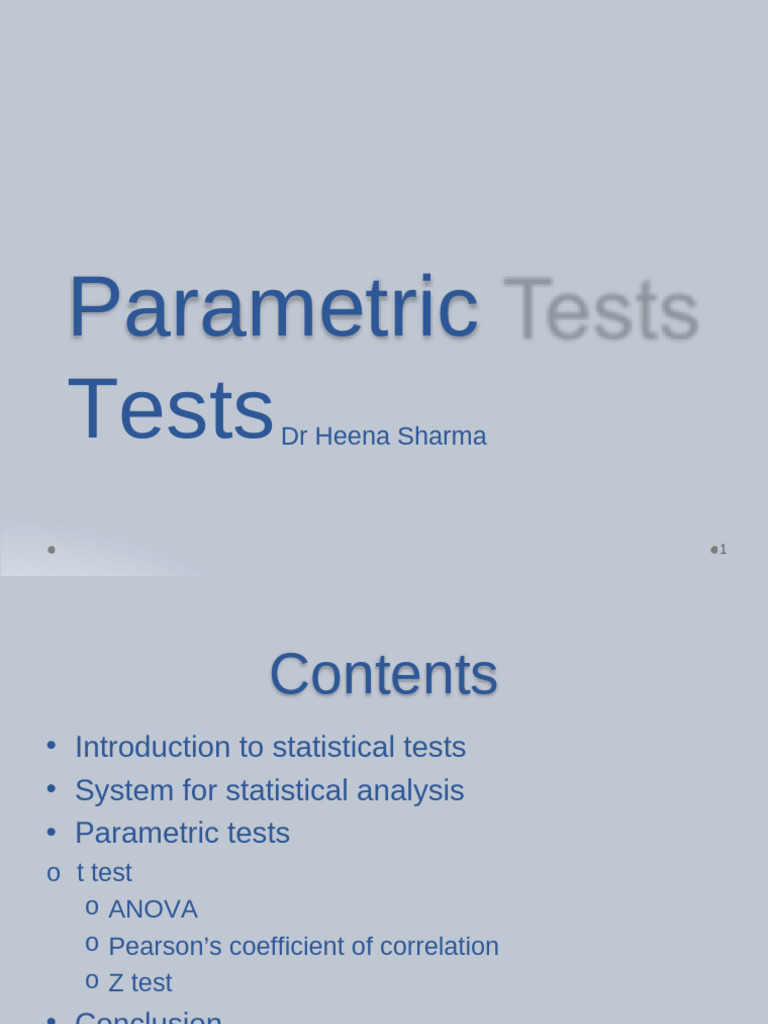 Parametric Tests | PDF | F Test | Analysis Of Variance