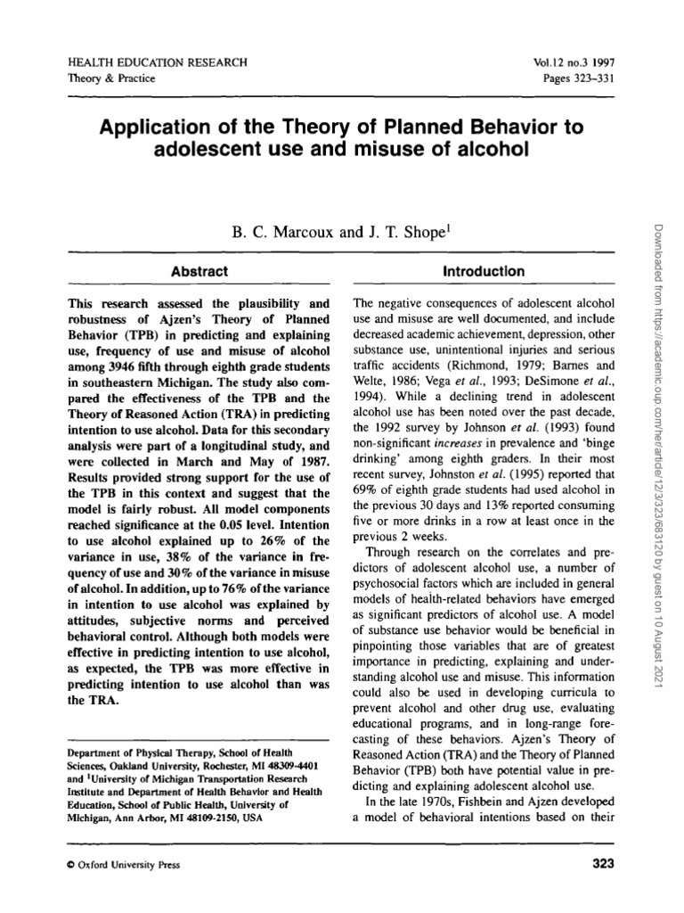 Application of The Theory of Planned Behaviour | PDF | Attitude ...