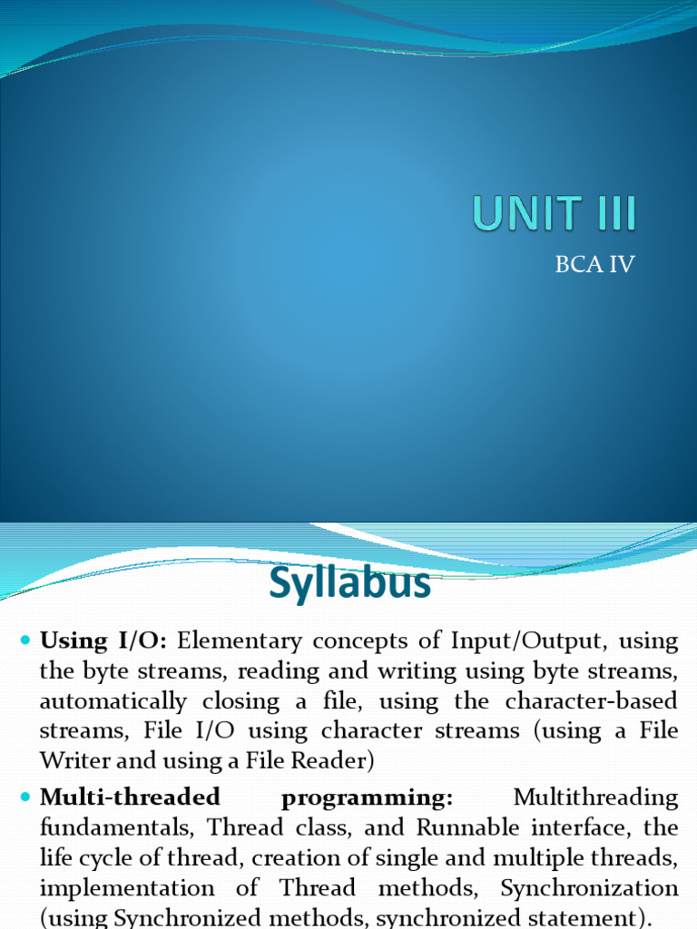 Java UNIT 3 | PDF | Thread (Computing) | Class (Computer Programming)