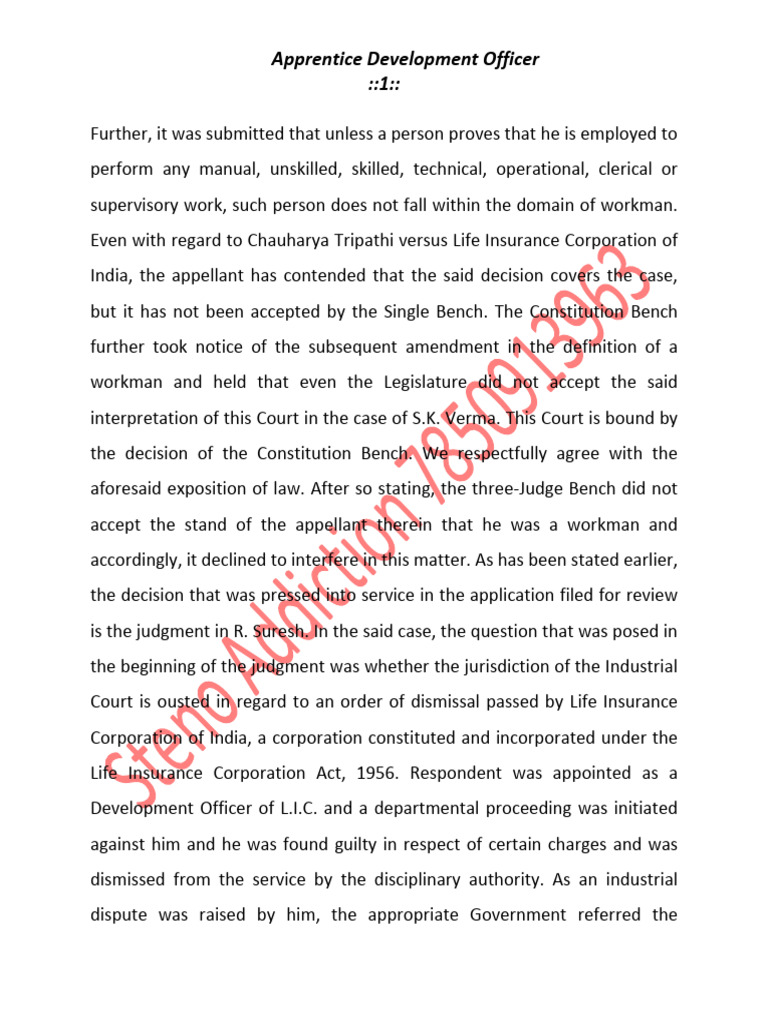 Apprentice Development Officer Case Analysis | PDF | Constitutional Law ...